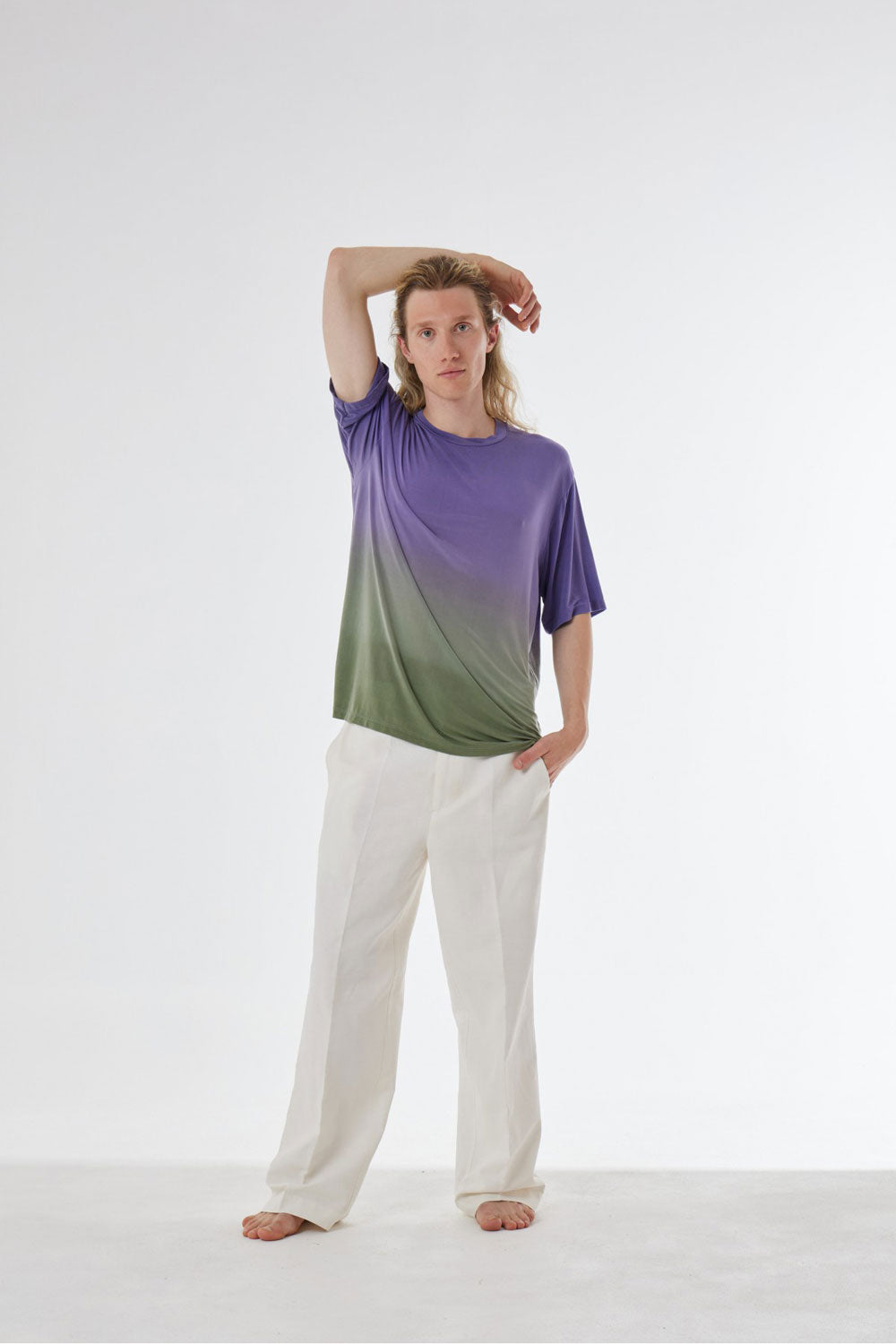 Cupro/cotton Design T-Shirt Green/Purple