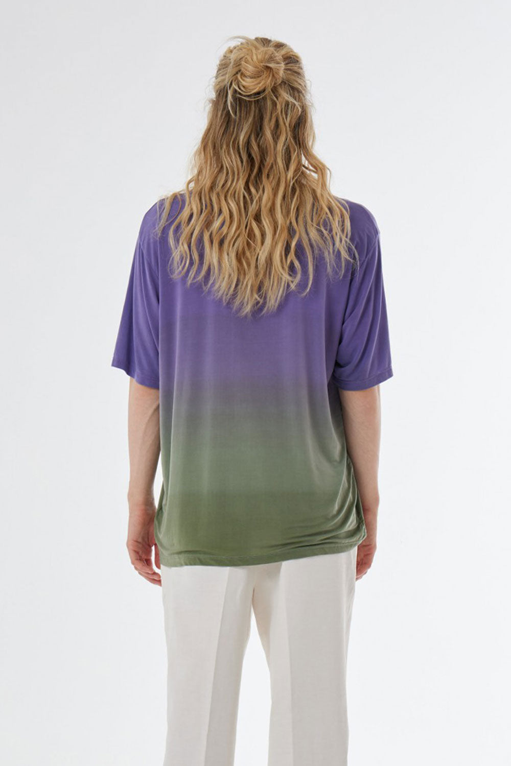 Cupro/cotton Design T-Shirt Green/Purple