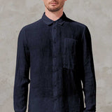 Linen Shirt W/ Patch Pocket Blue