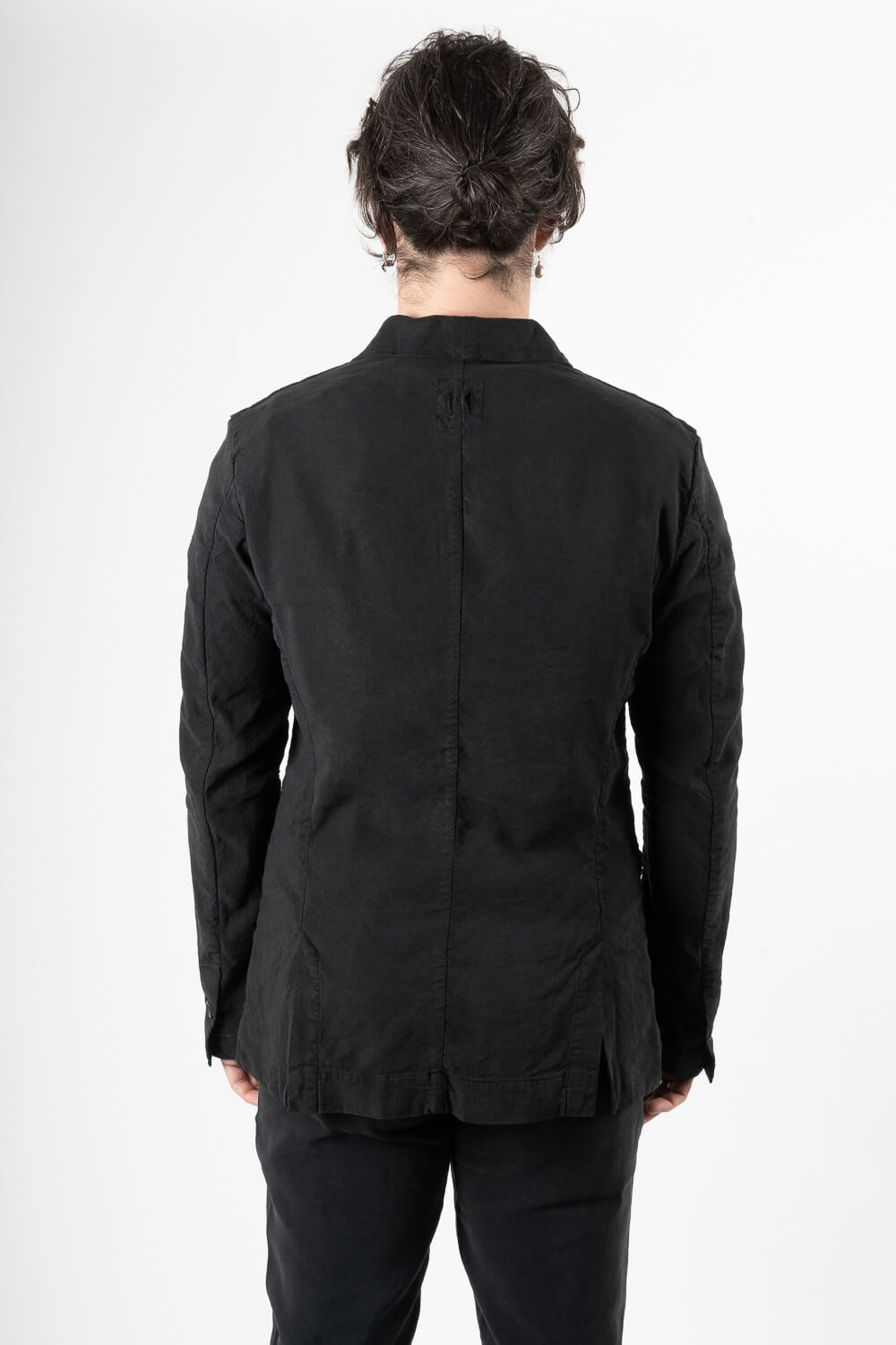 Linen/Silk Front Pocket Blazer Black