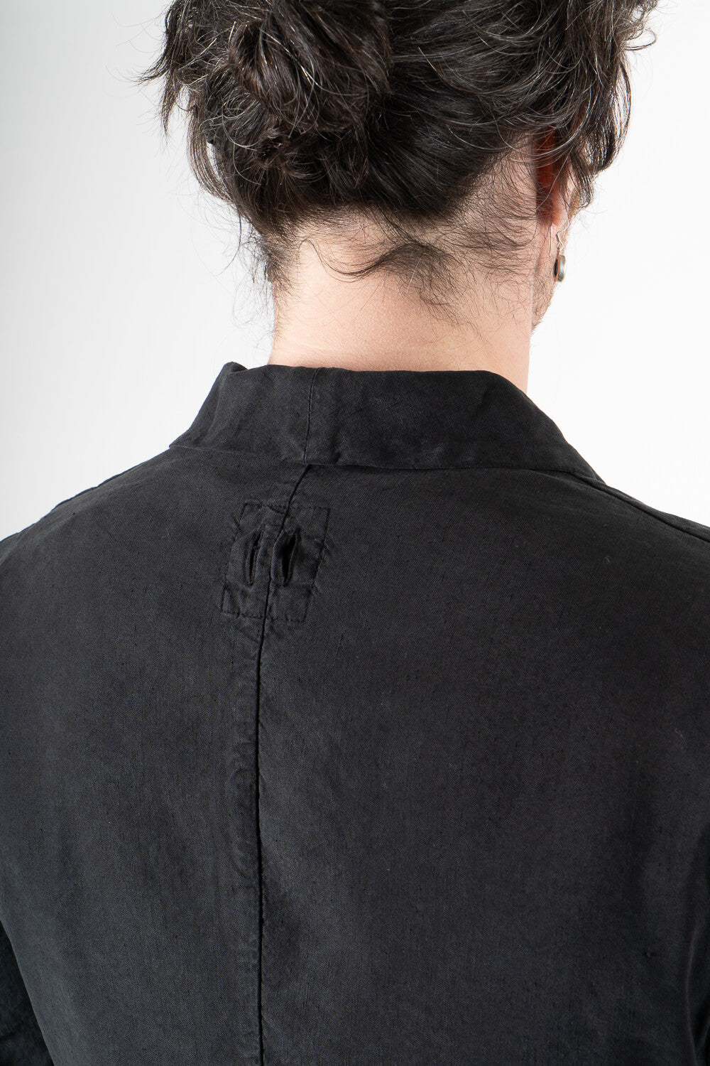 Linen/Silk Front Pocket Blazer Black
