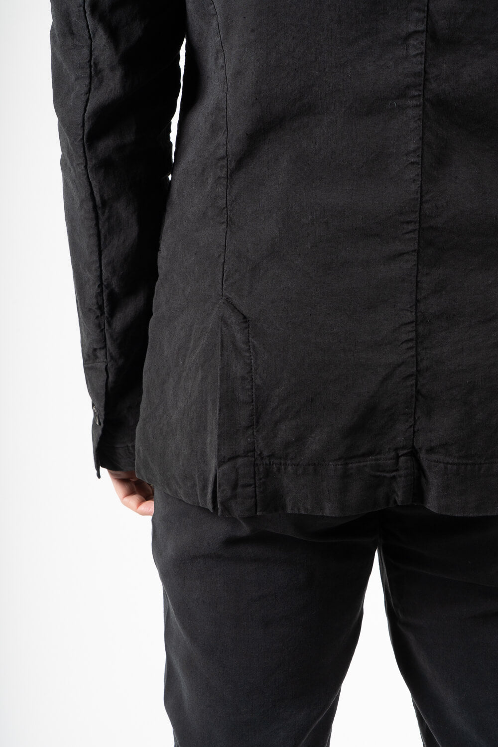 Linen/Silk Front Pocket Blazer Black
