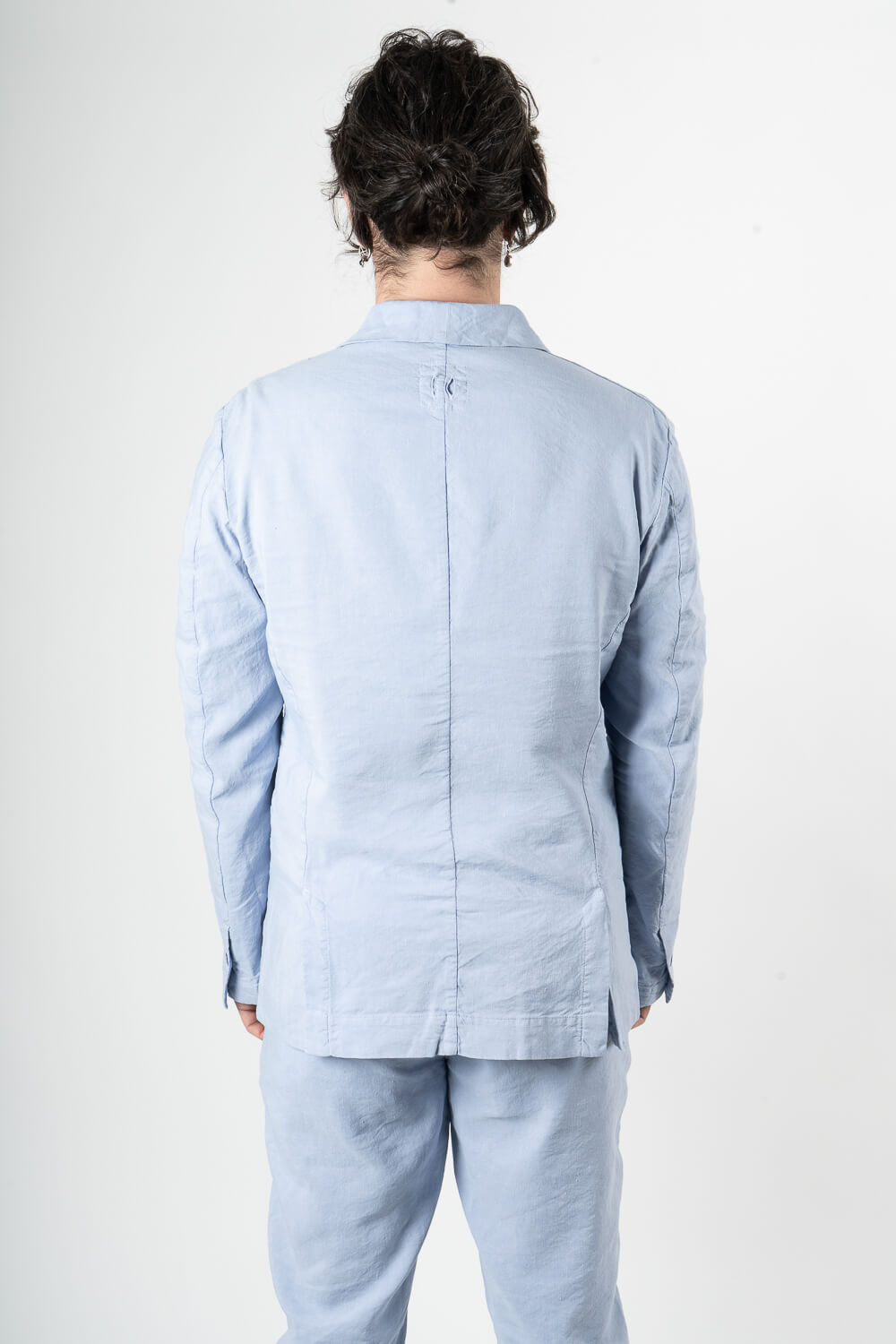 Linen/Silk Front Pocket Blazer Blue