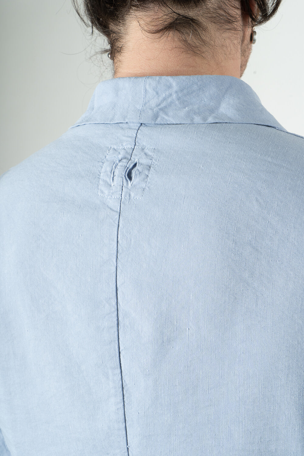 Linen/Silk Front Pocket Blazer Blue