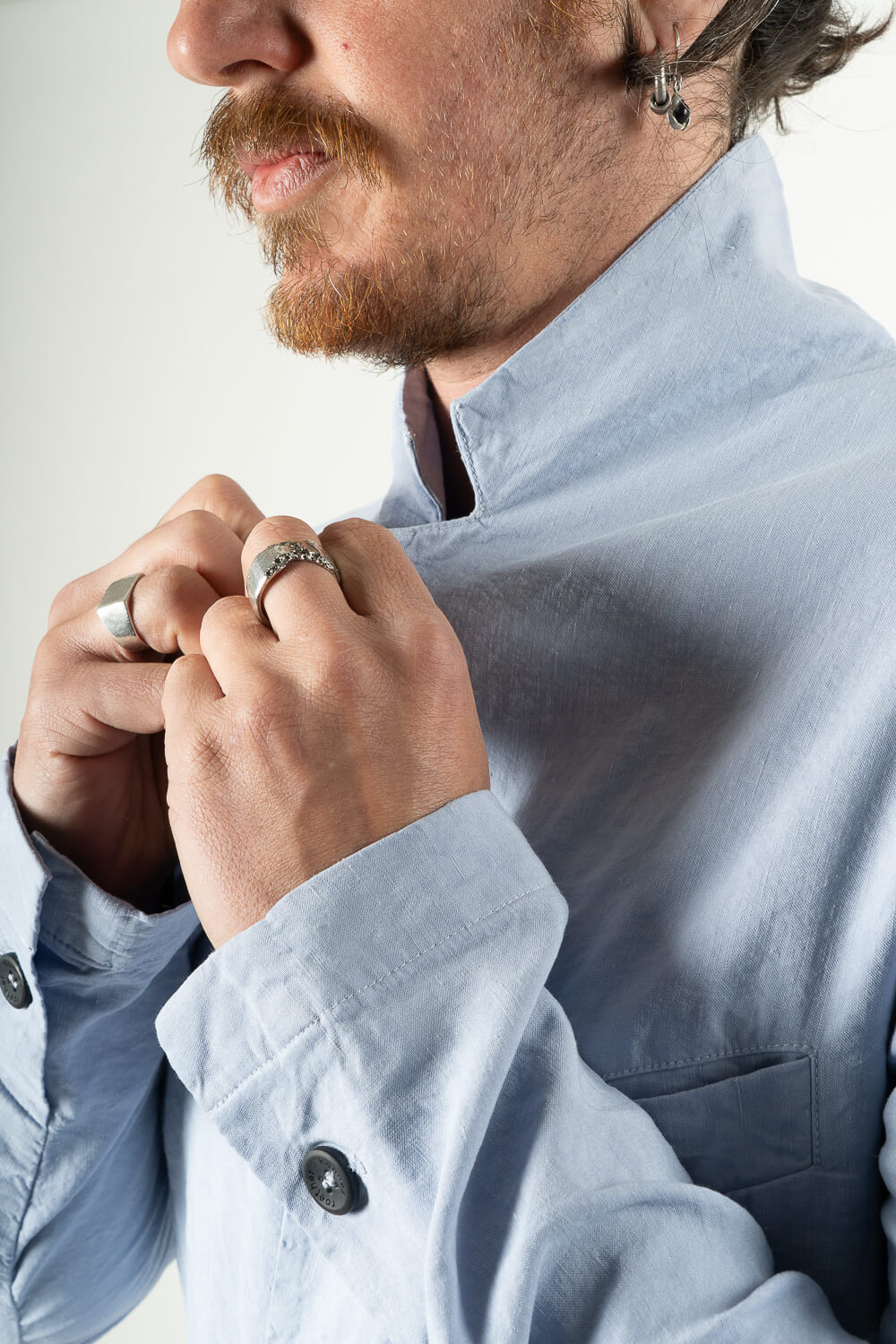 Linen/Silk Front Pocket Blazer Blue