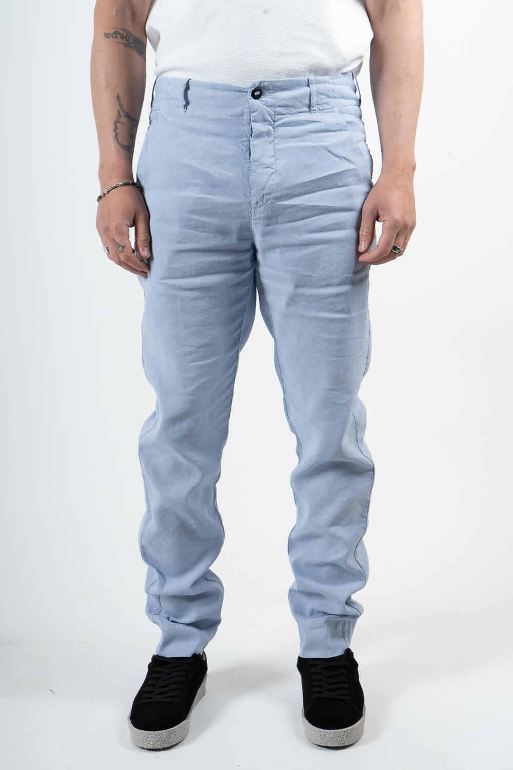 Linen/Silk Regular Fit Trousers Blue
