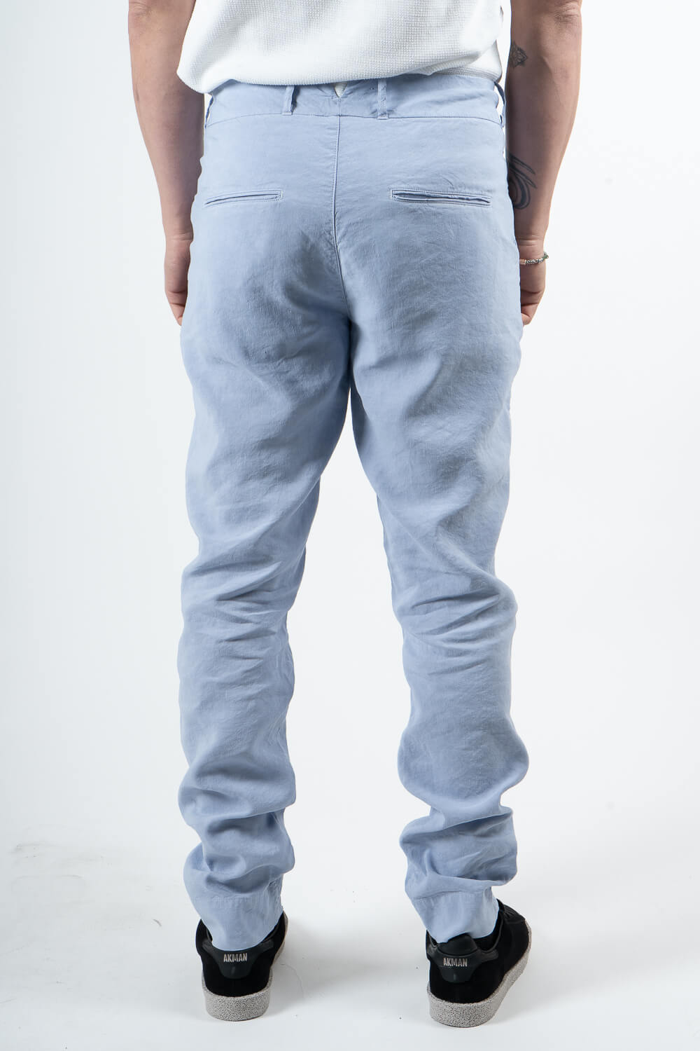 Linen/Silk Regular Fit Trousers Blue