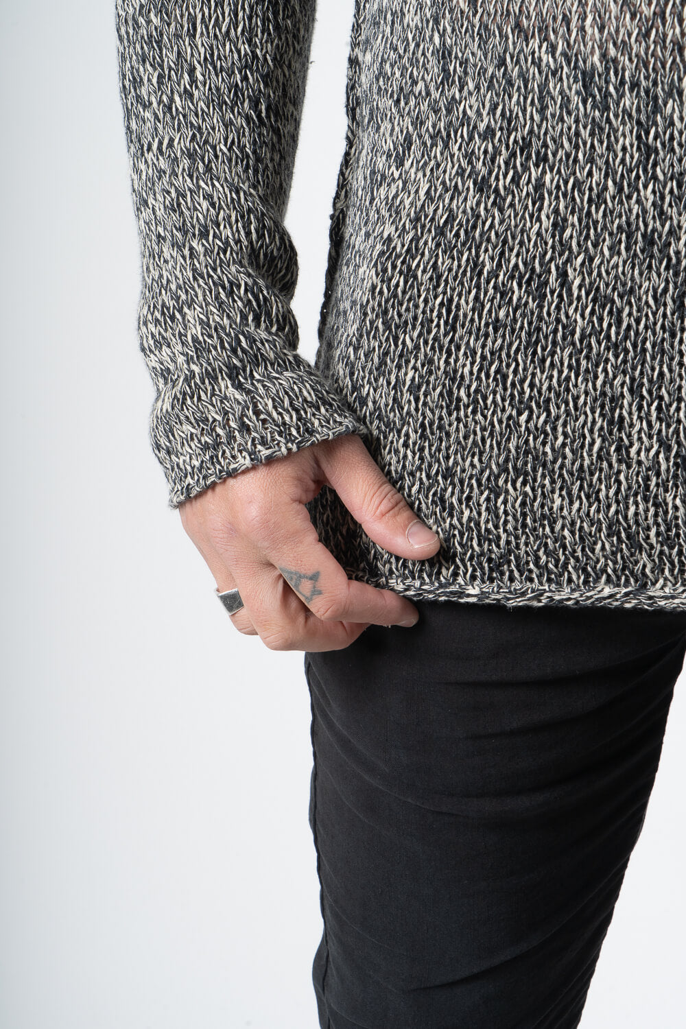 Linen Cotton Mix Knit Black/White