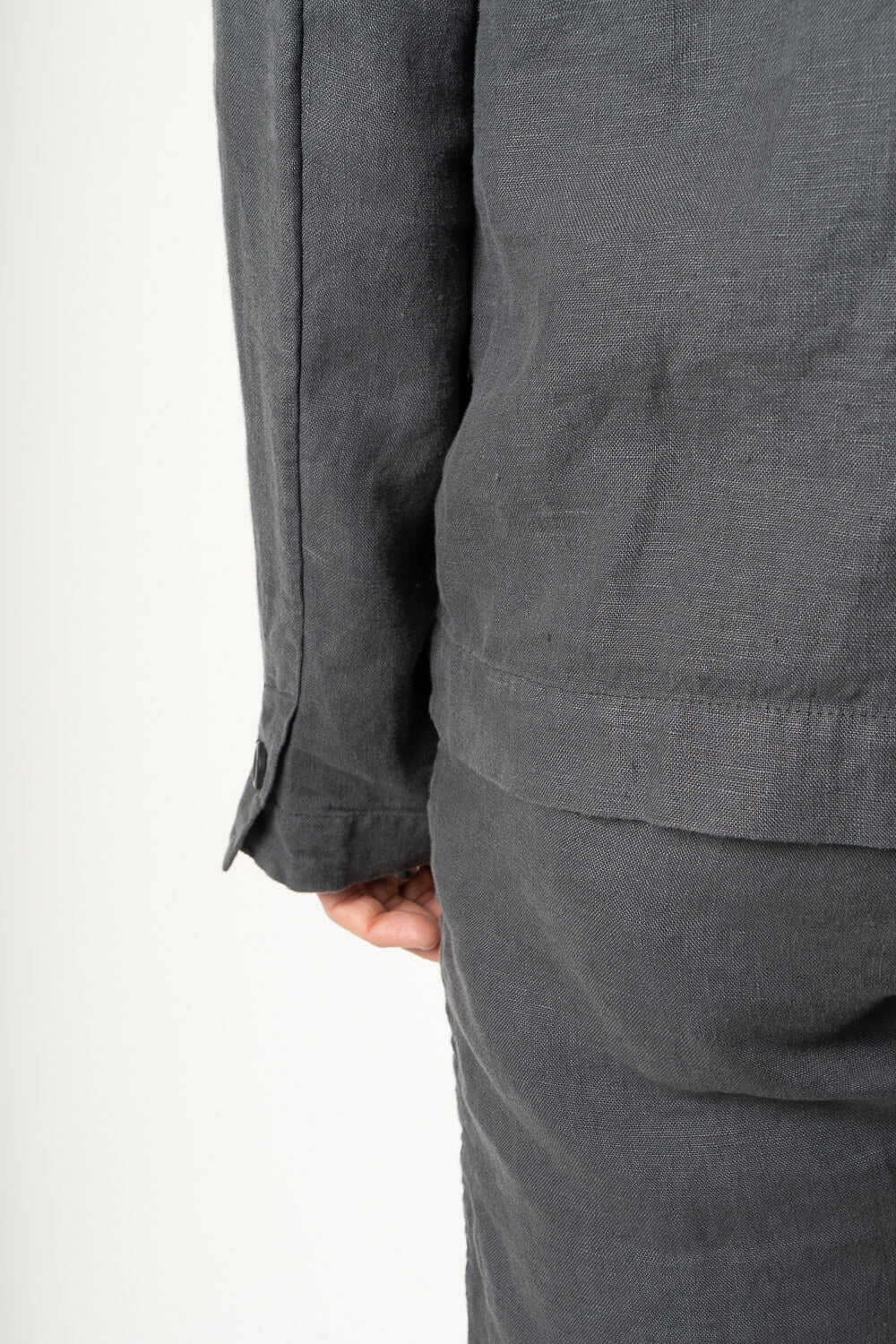 Linen Front Pocket Overshirt Dark Grey
