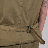 Linen Front Pocket Waistcoat Army Green