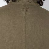 Linen Mandarin Collar Blazer Army Green