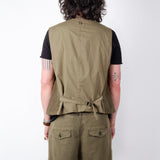 Linen Front Pocket Waistcoat Army Green