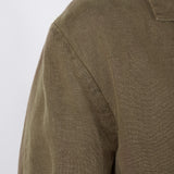 Linen Mandarin Collar Blazer Army Green