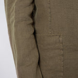 Linen Mandarin Collar Blazer Army Green