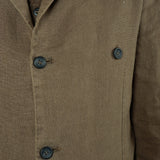 Linen Mandarin Collar Blazer Army Green