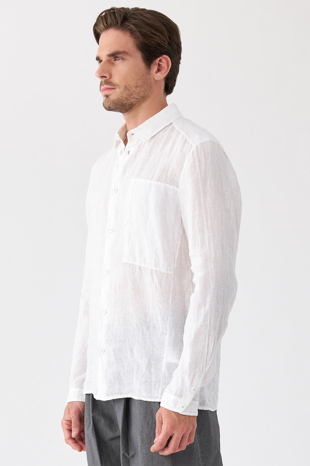 Linen Shirt W/ Patch Pocket White