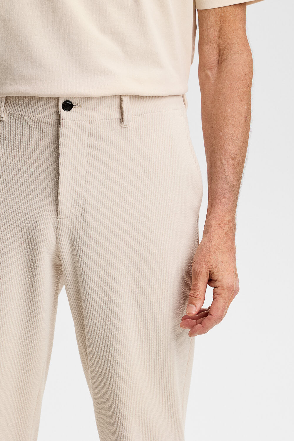 Logan Drape Cord Pants Cream