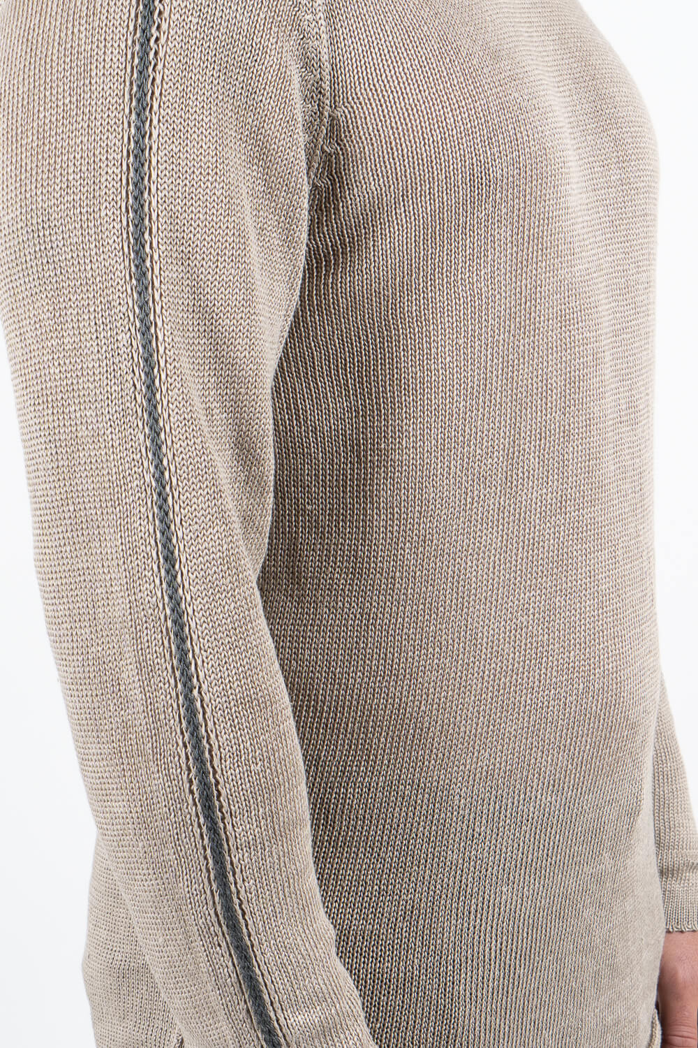 Long Sleeved Linen Textured Sweater Stone