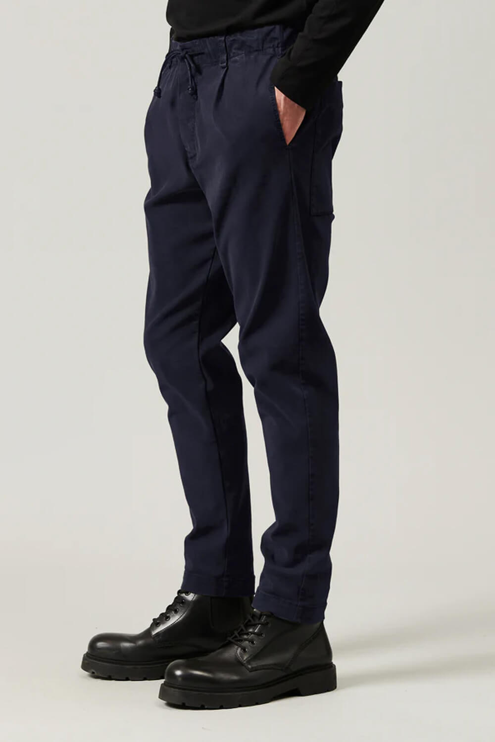 Loose-Fit Drawstring Tencel/Modal Stretch Trouser Blue