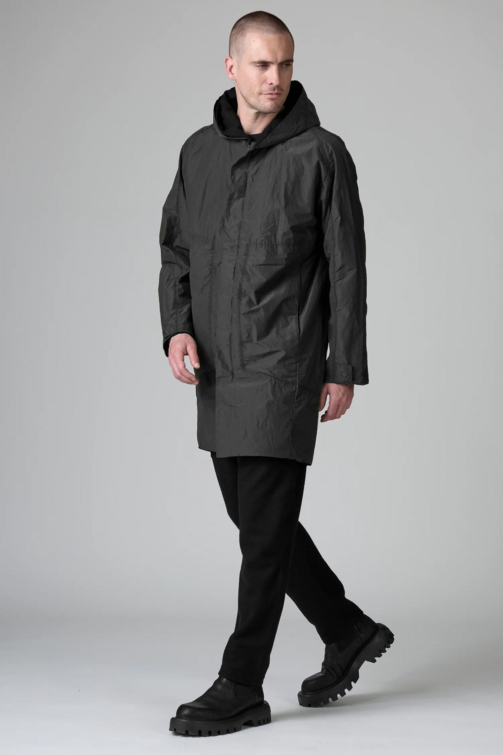 Loose Fit Water Replet Parka W/ Wool Interior Charcoal