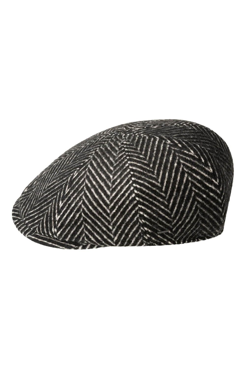 Luca Herringbone Flat Cap Black