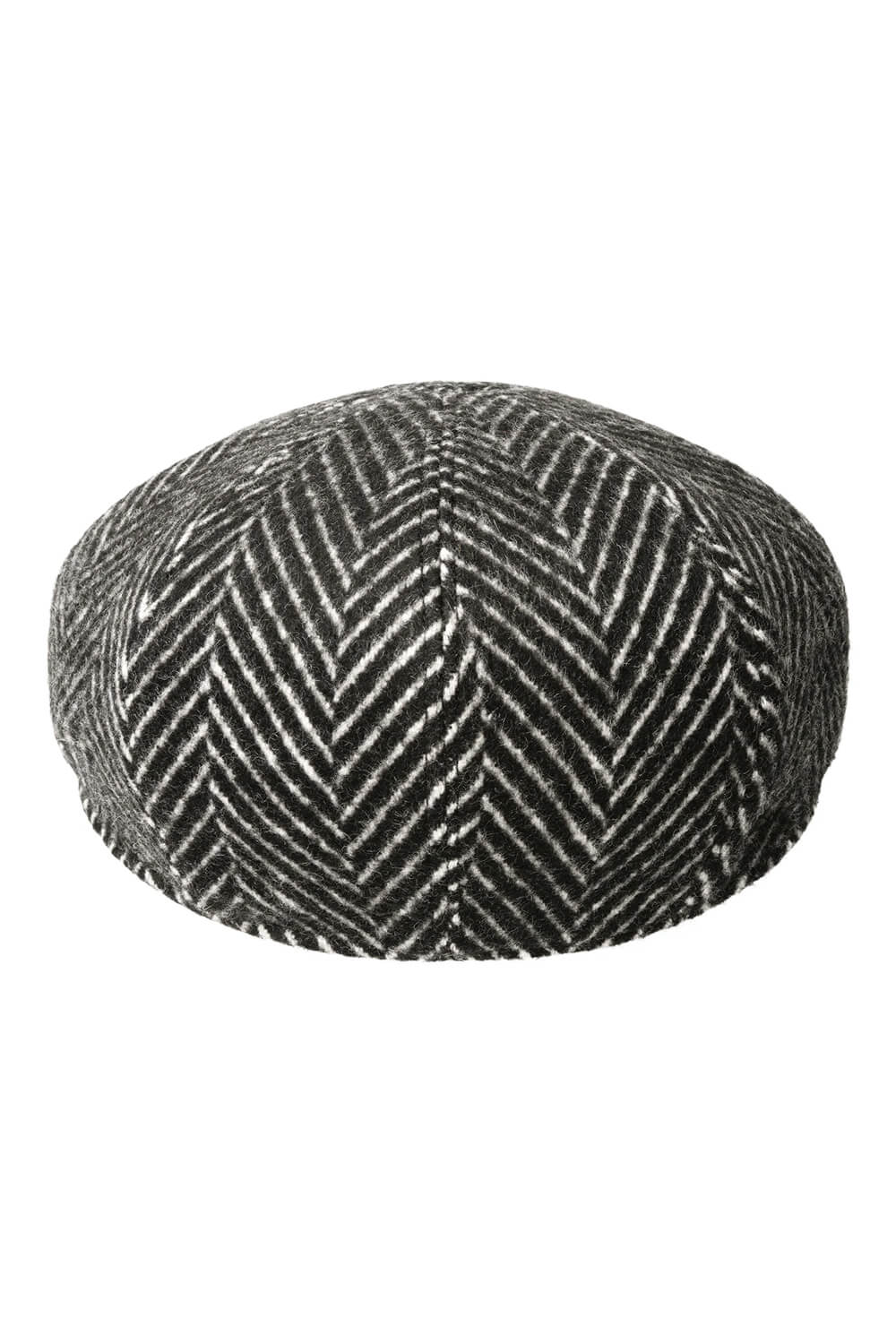 Luca Herringbone Flat Cap Black