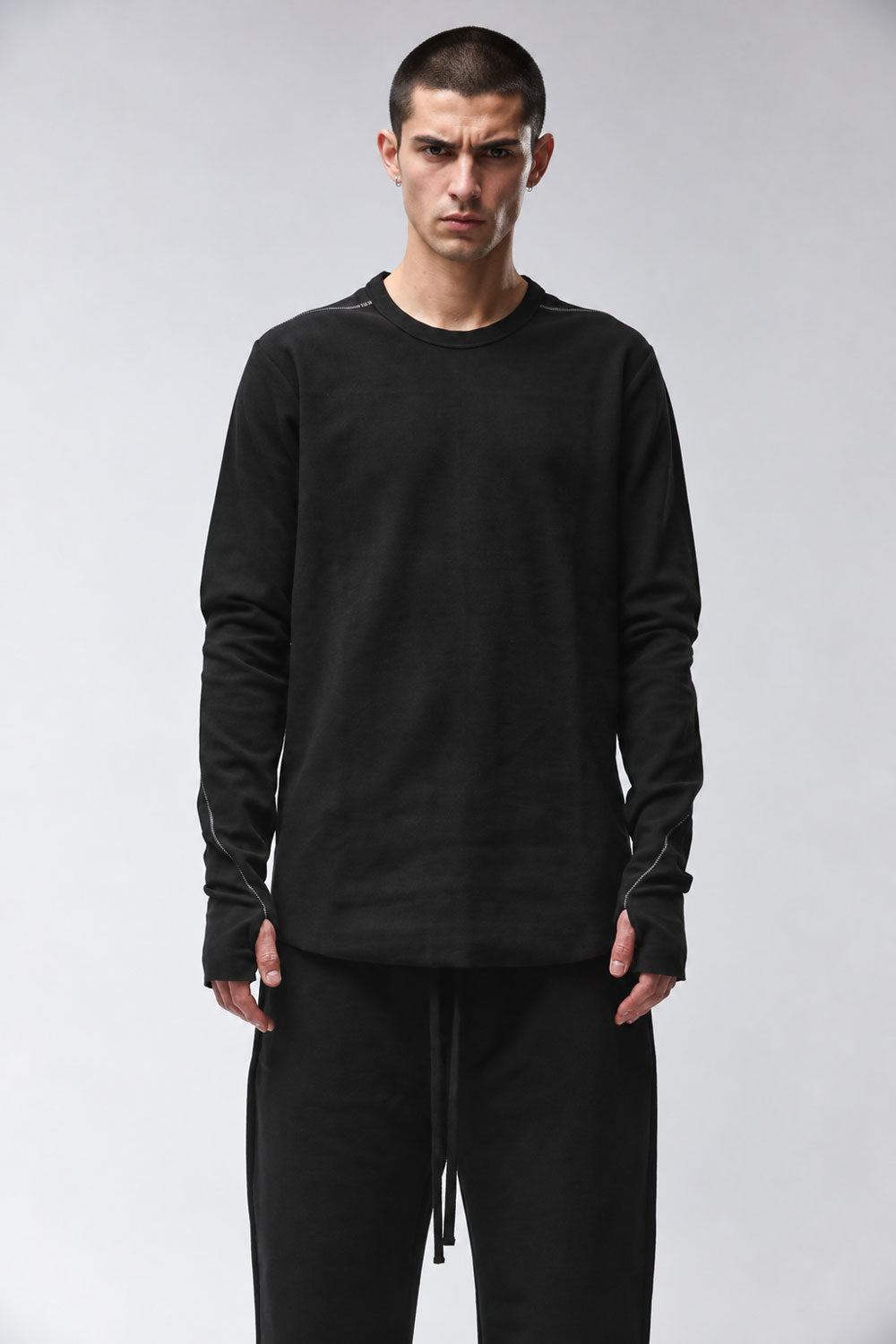 M TS 1001 Cotton Blend Long-Sleeve Sweatshirt Black