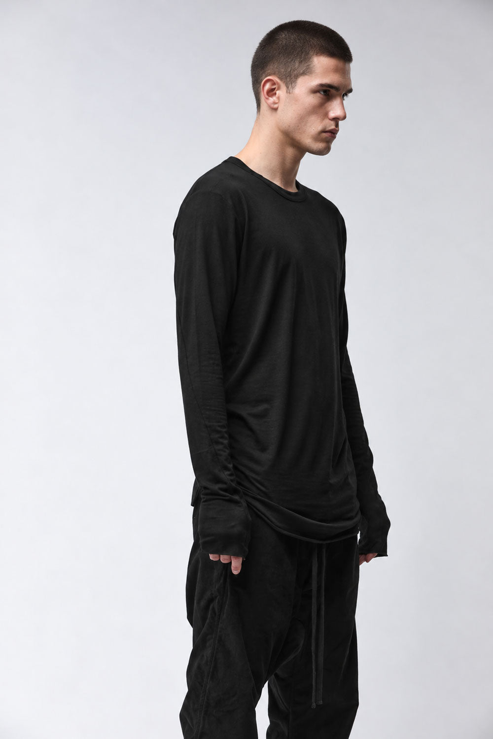 M TS 961 Long-Sleeve T-Shirt in Modal/Cashmere Blend Black
