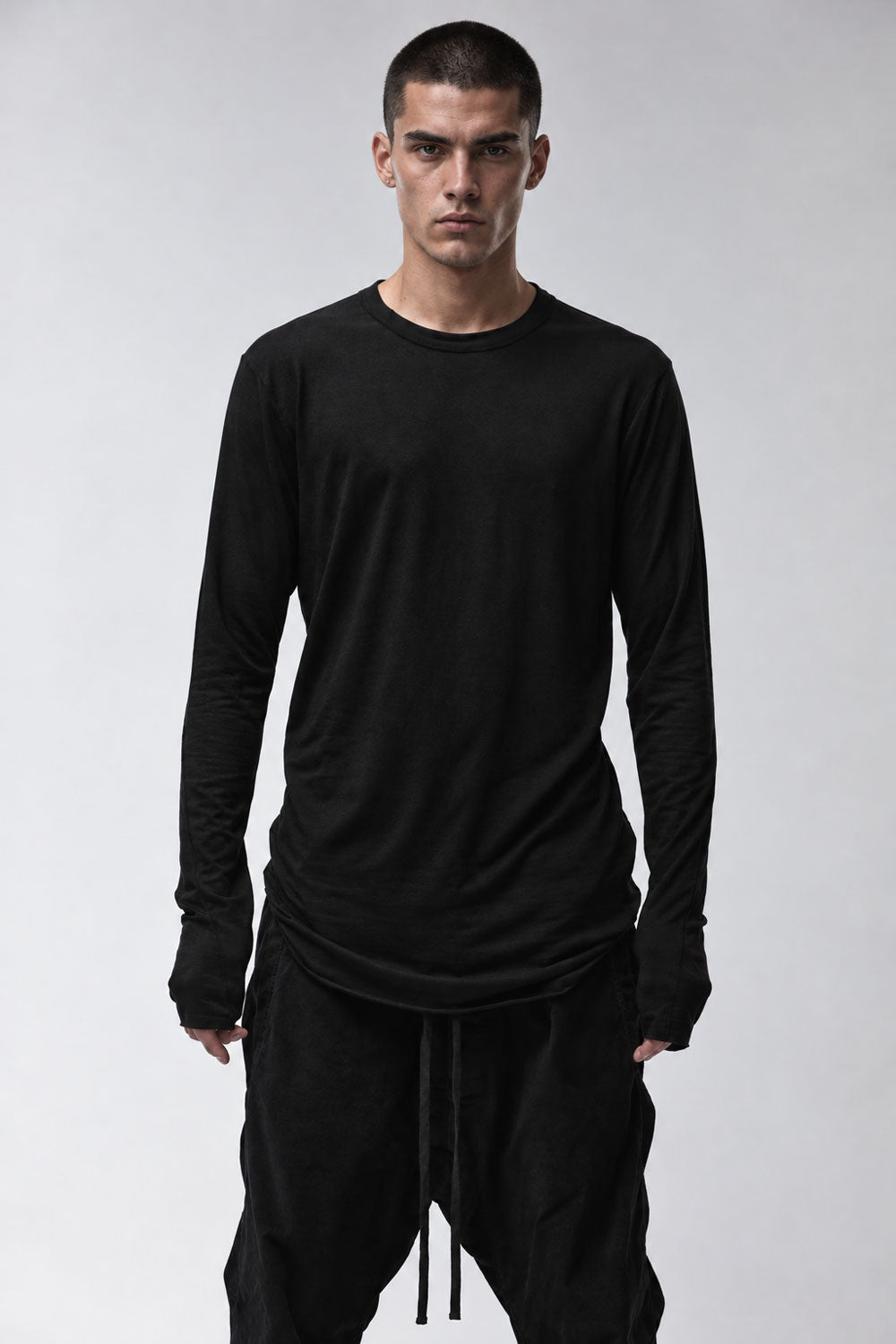 M TS 961 Long-Sleeve T-Shirt in Modal/Cashmere Blend Black