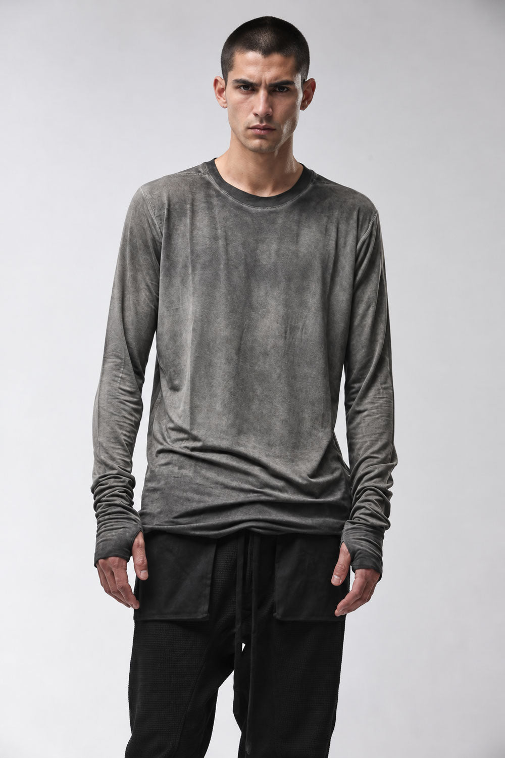 M TS 970 Viscose Blend Long-Sleeve T-Shirt W/ Thumbhole Detail Grey