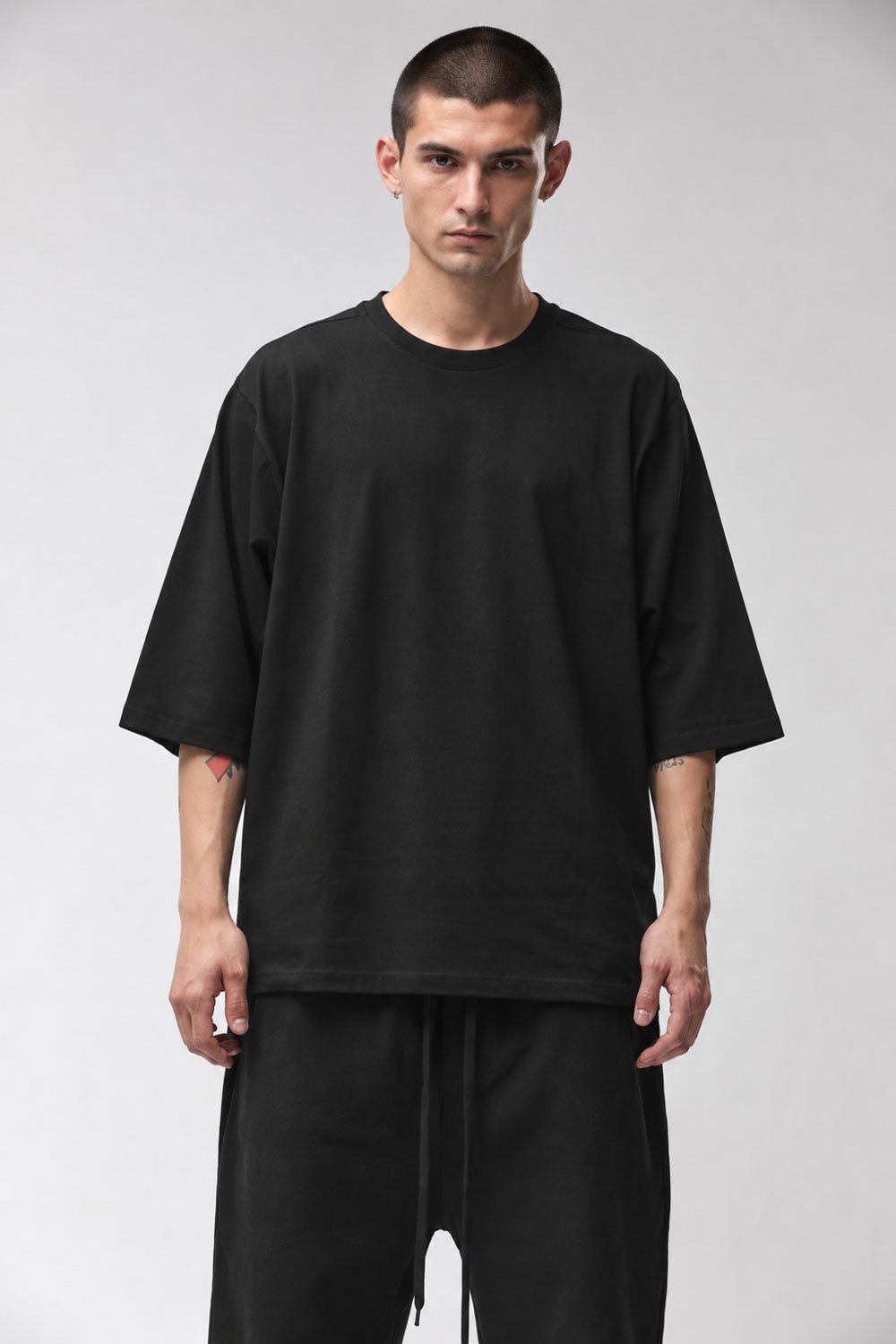 M TS 995 Cotton Blend 3/4 Sleeve T-Shirt W/ Back Print Black