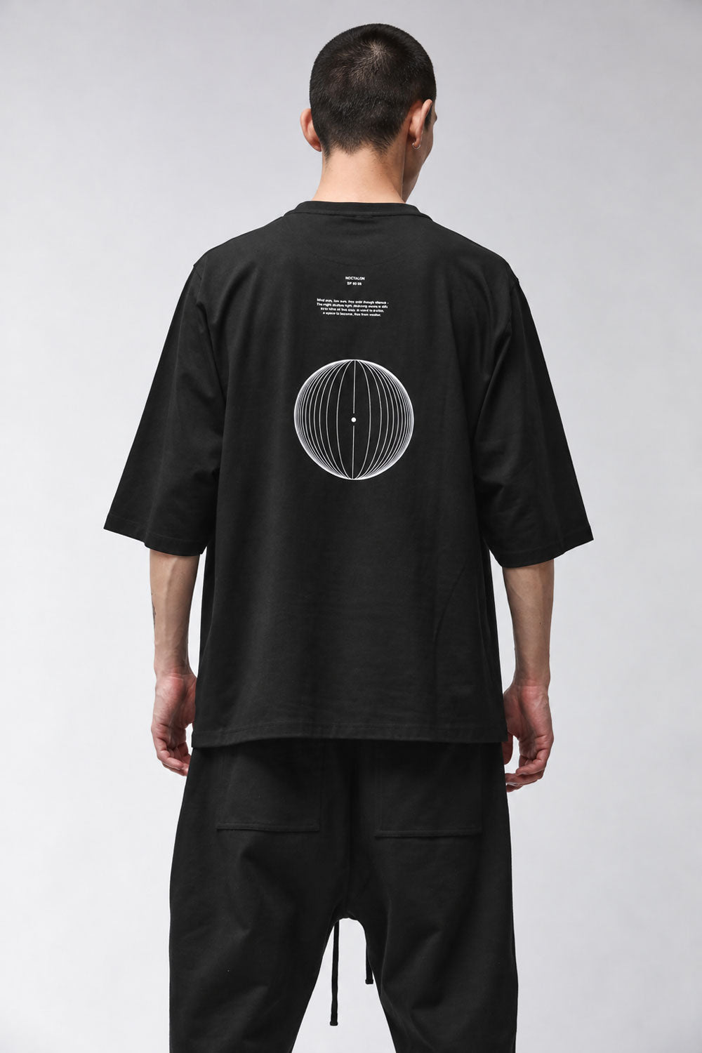 M TS 995 Cotton Blend 3/4 Sleeve T-Shirt W/ Back Print Black