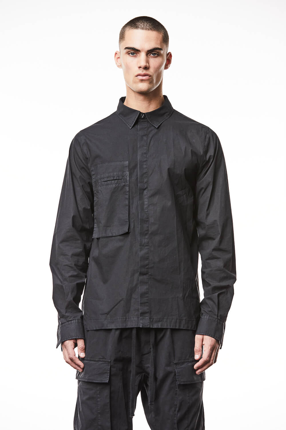 M H 170 Patch Pocket Detail Shirt Black