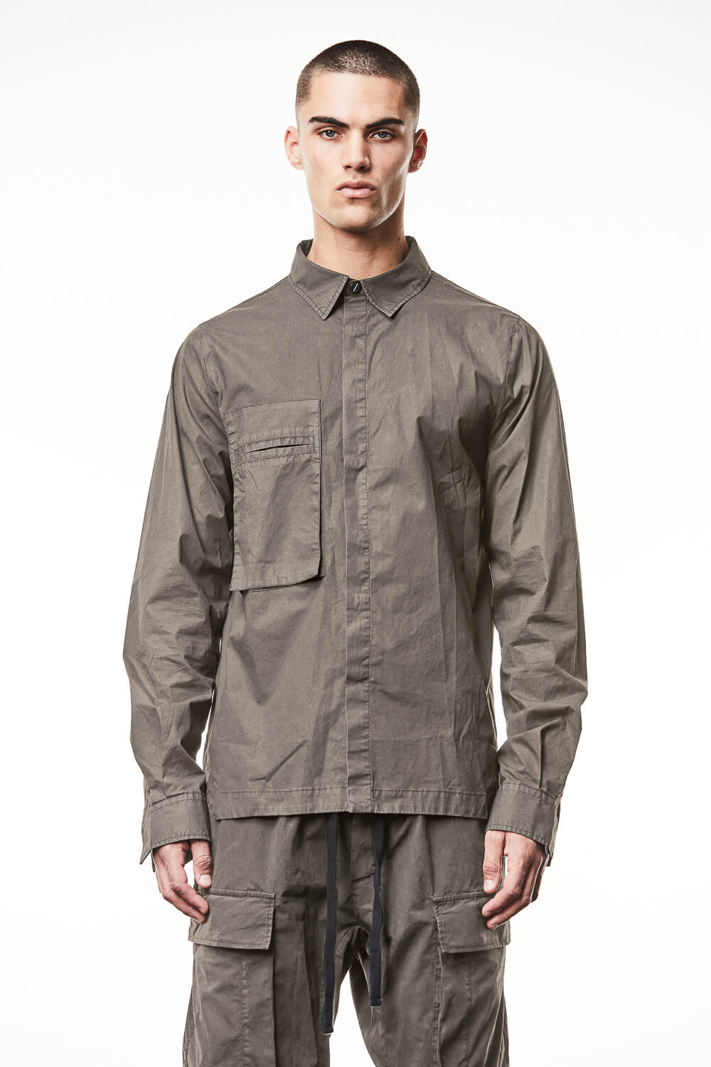 M H 170 Patch Pocket Detail Shirt Grey