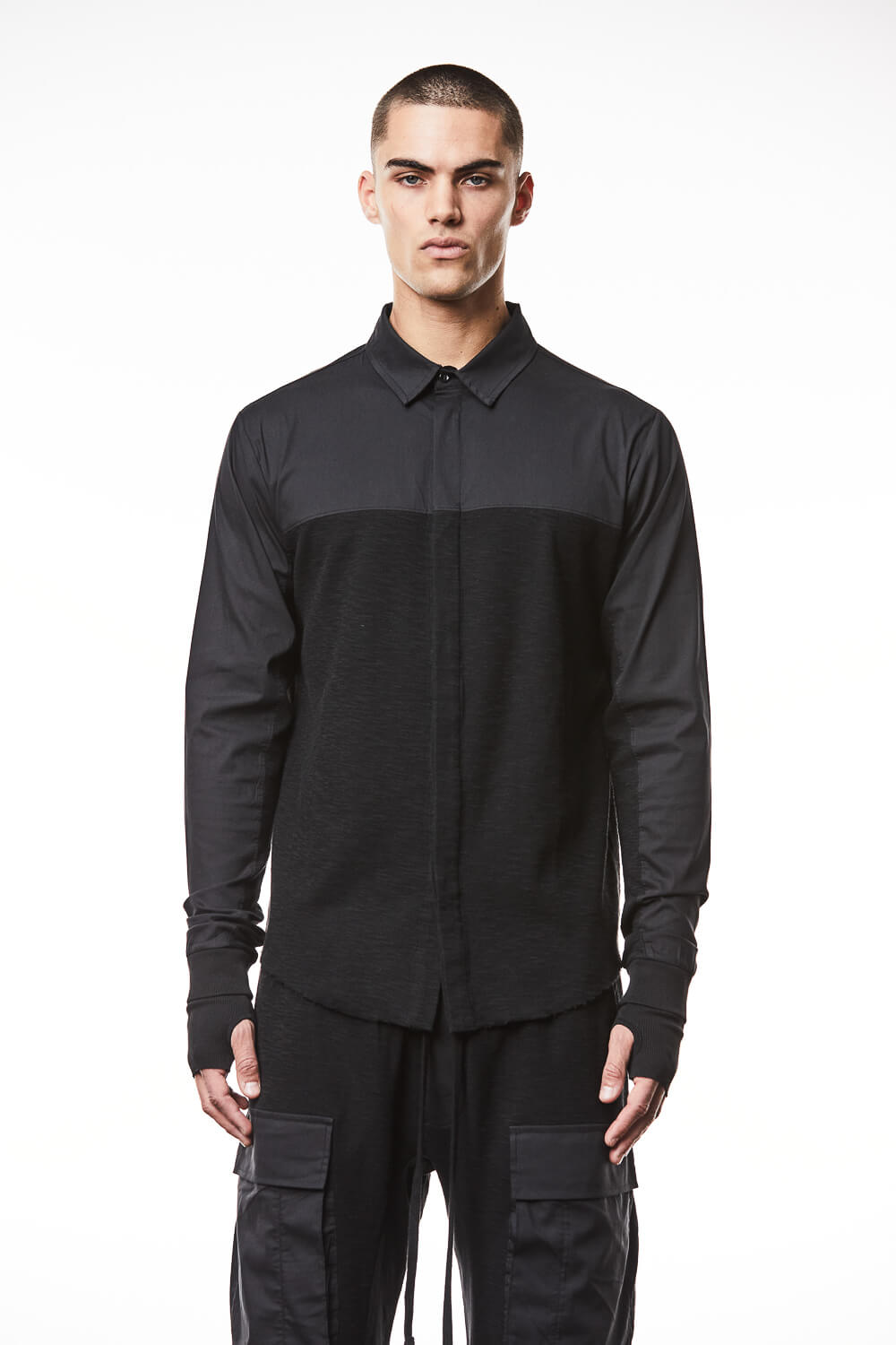 M H 171 Double-Faced Cotton Shirt Black