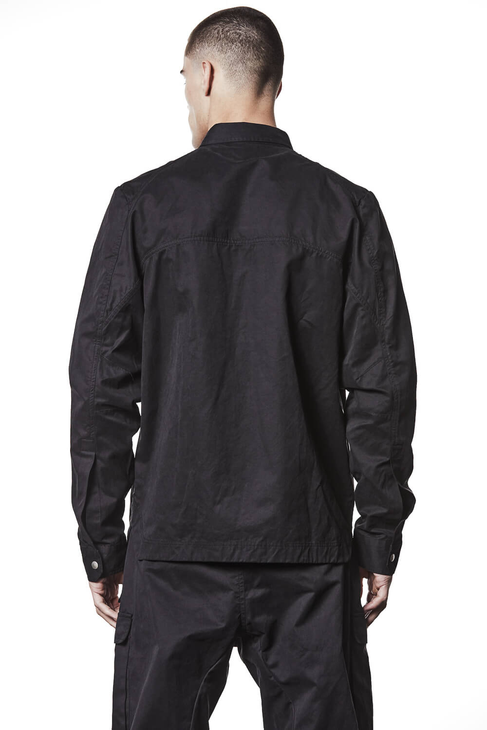 M H 175 Flap Chest Pockets Cotton Shirt Black