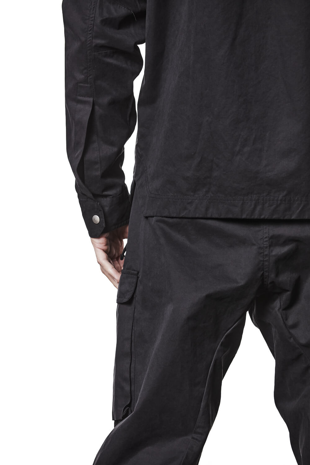 M H 175 Flap Chest Pockets Cotton Shirt Black