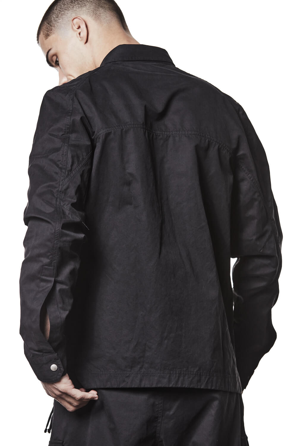 M H 175 Flap Chest Pockets Cotton Shirt Black