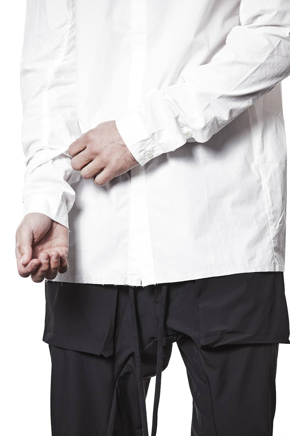 M H 177 Stand Up Collar Cotton Shirt White