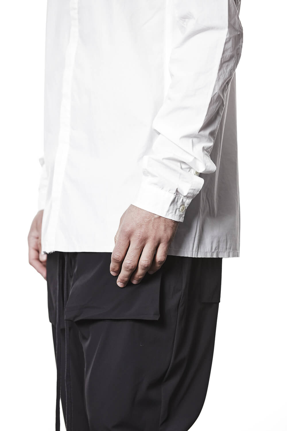 M H 177 Stand Up Collar Cotton Shirt White