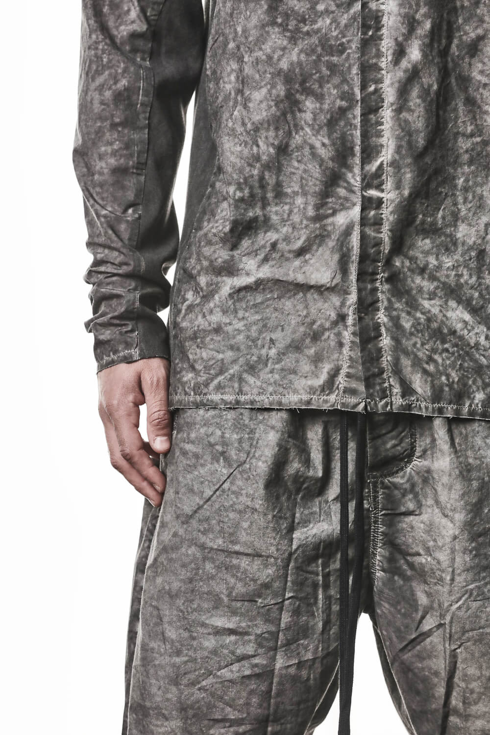 M H 178 Stand Up Collar Shirt Grey