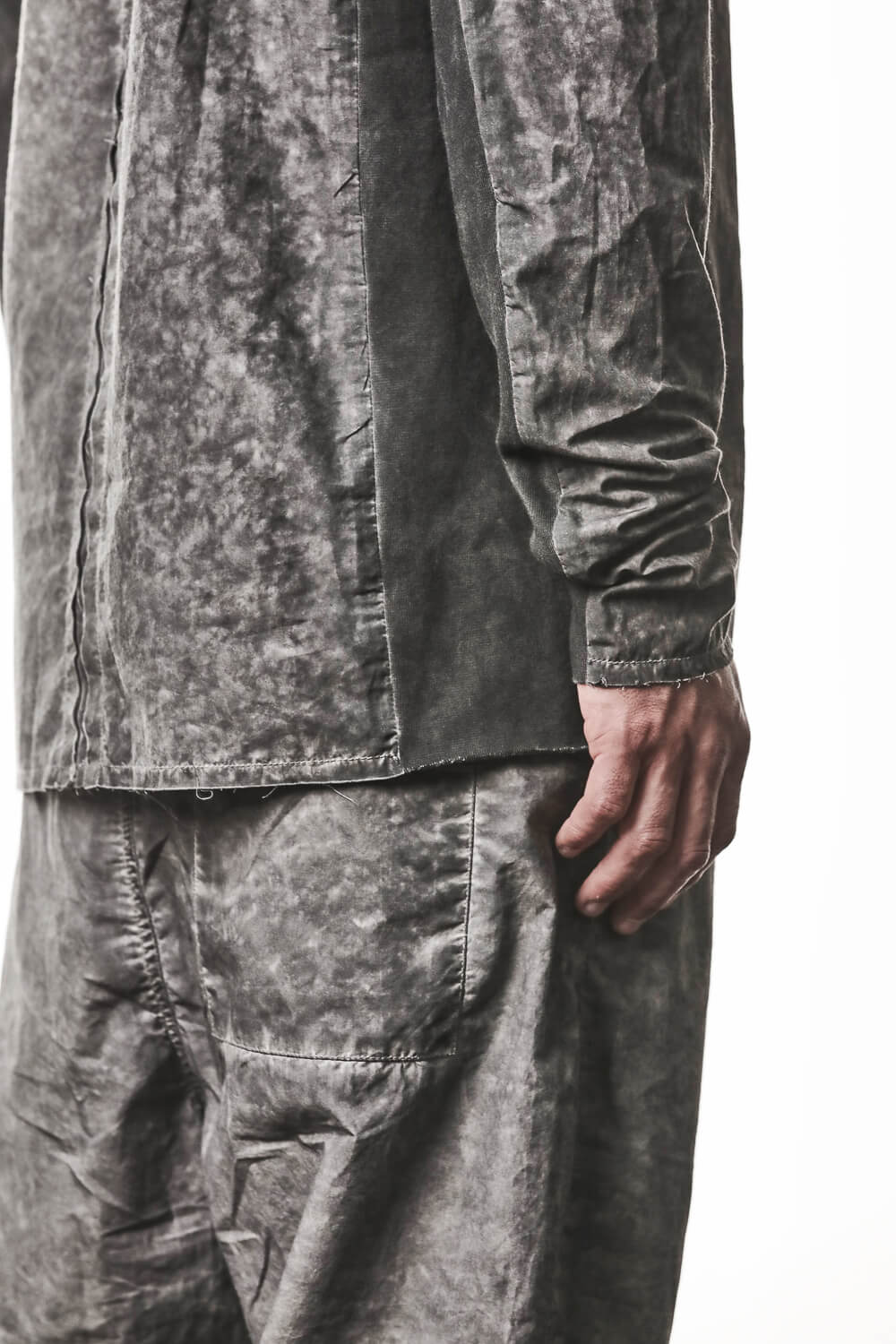 M H 178 Stand Up Collar Shirt Grey