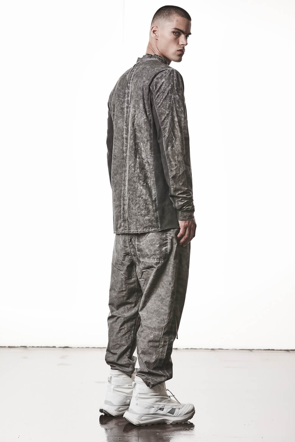 M H 178 Stand Up Collar Shirt Grey