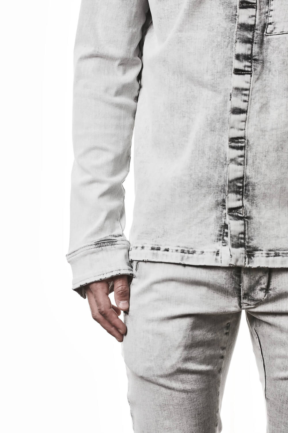 M H 181 Denim Shirt Light Grey