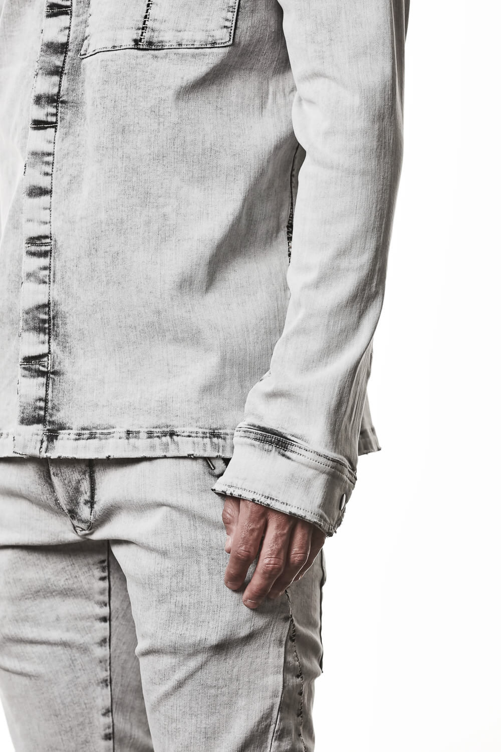 M H 181 Denim Shirt Light Grey