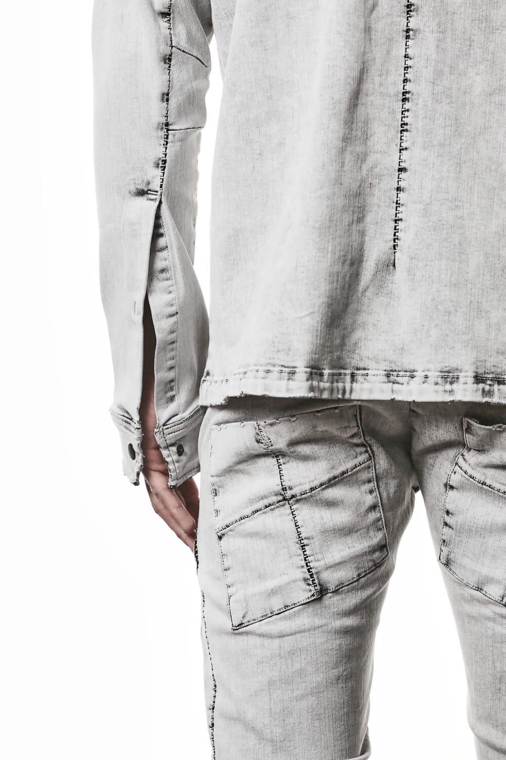 M H 181 Denim Shirt Light Grey