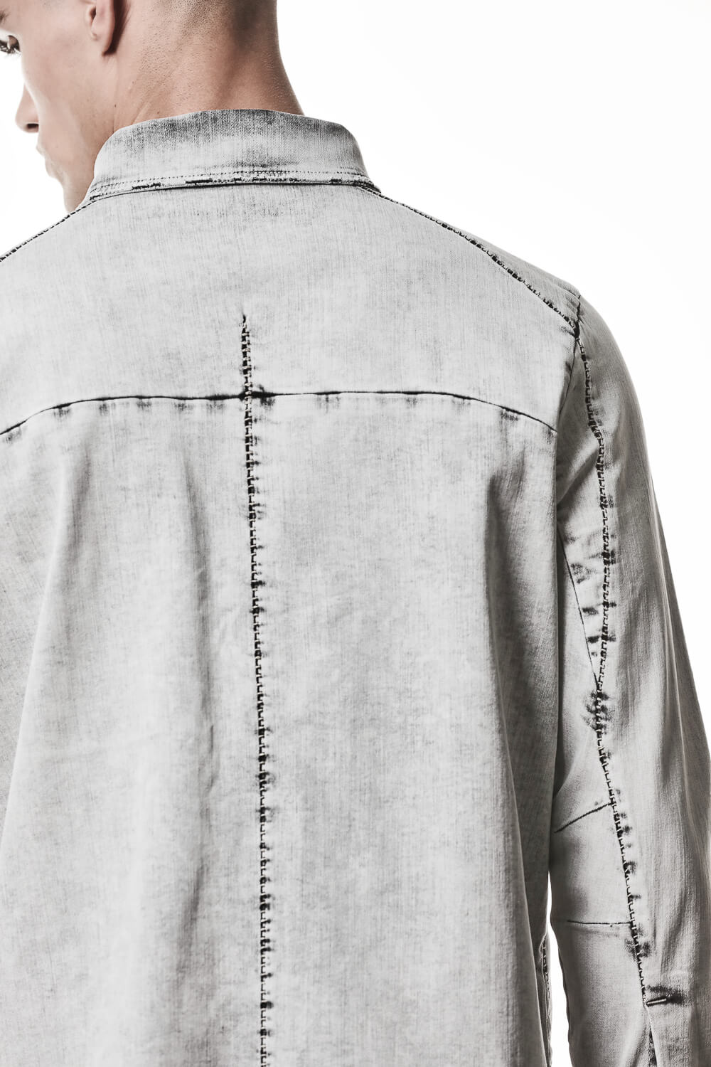 M H 181 Denim Shirt Light Grey