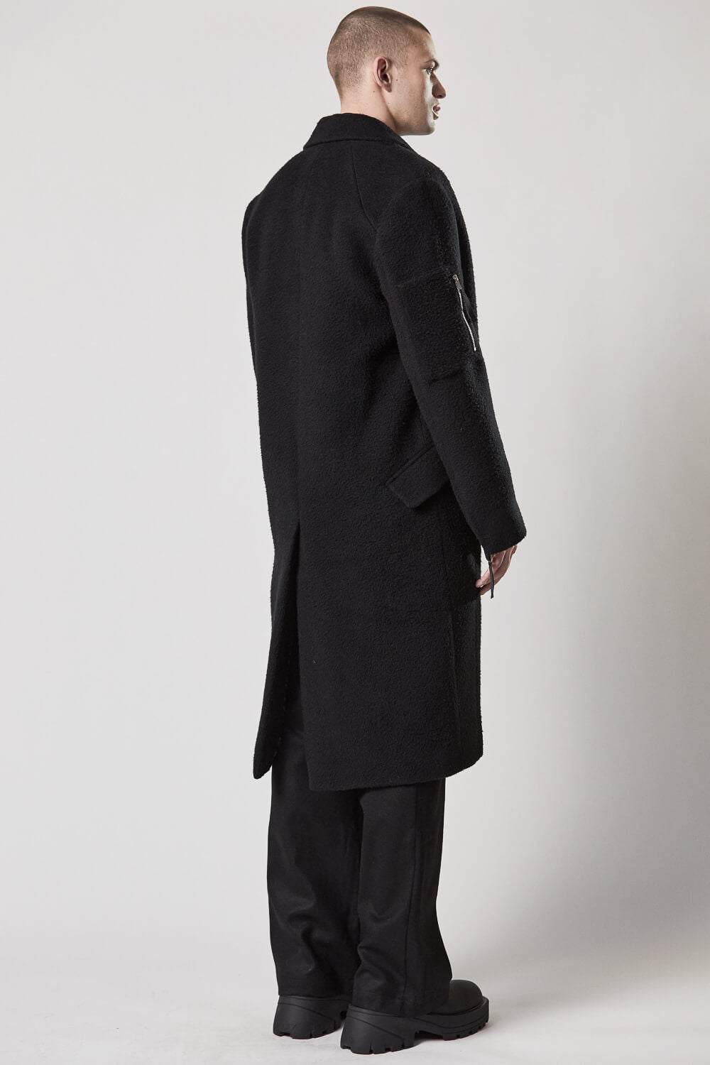 M J 69 Long Wool Coat Black