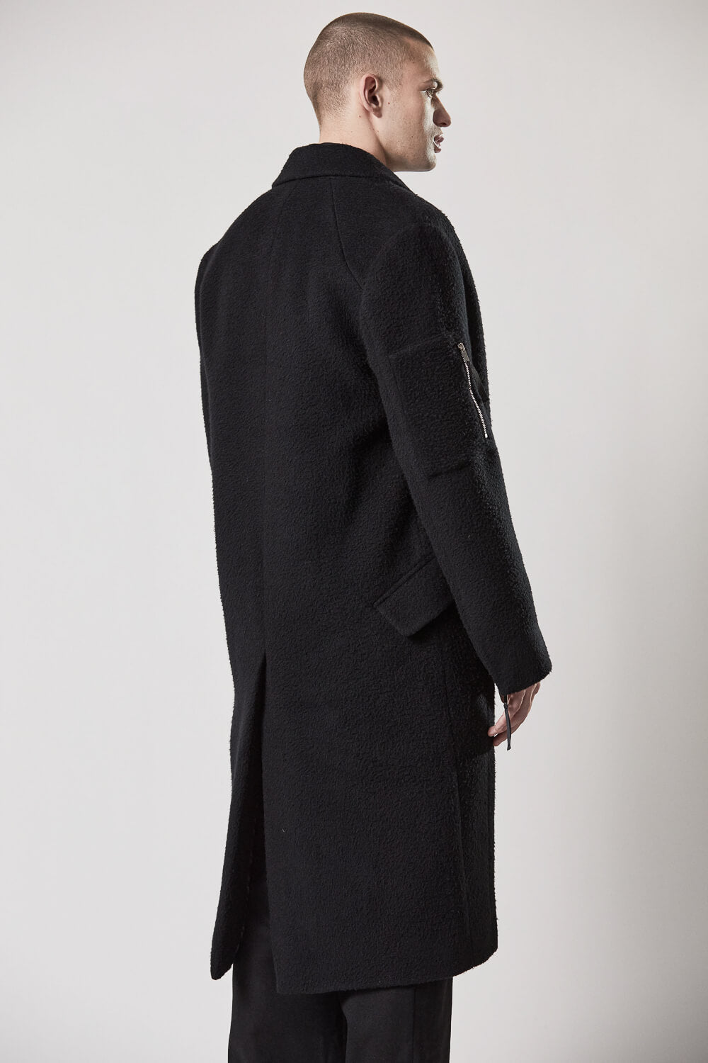 M J 69 Long Wool Coat Black