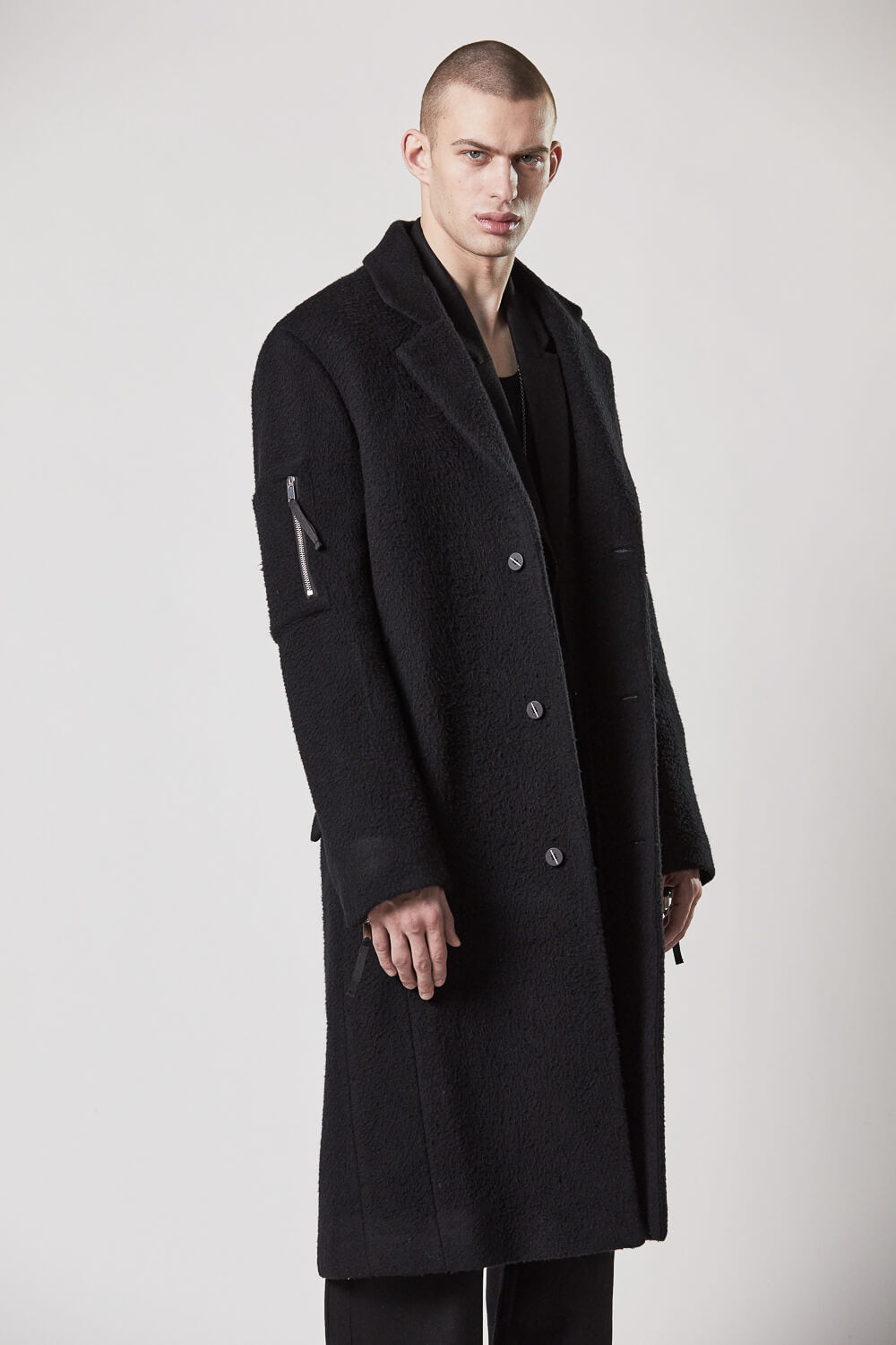 M J 69 Long Wool Coat Black